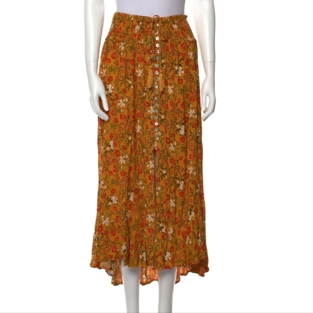 Rachel Zoe Hi-low Floral Print Midi Length Skirt